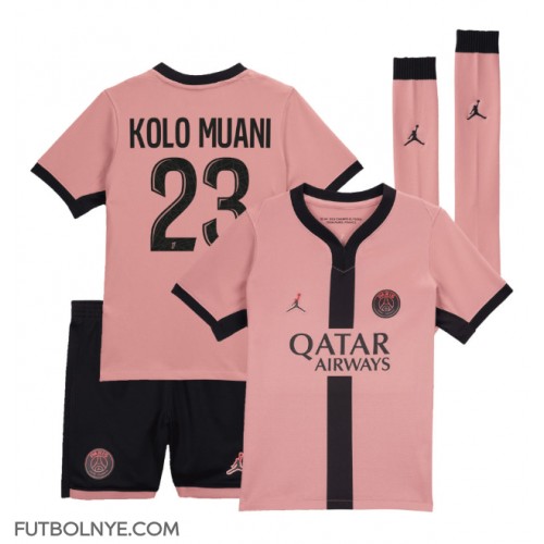 Camiseta Paris Saint-Germain Randal Kolo Muani #23 Tercera Equipación para niños 2024-25 manga corta (+ pantalones cortos)